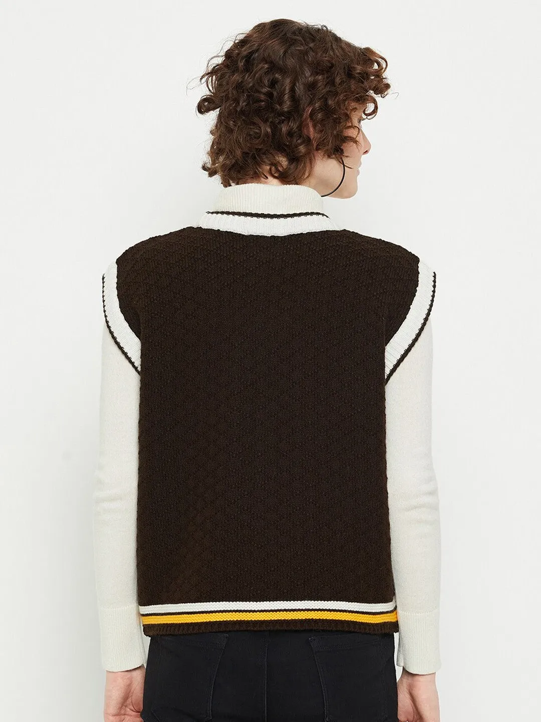 Chic Brown Colorblocked Sweater