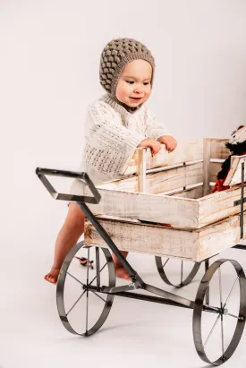 Child Alpaca Bonnet Hat with Buttons