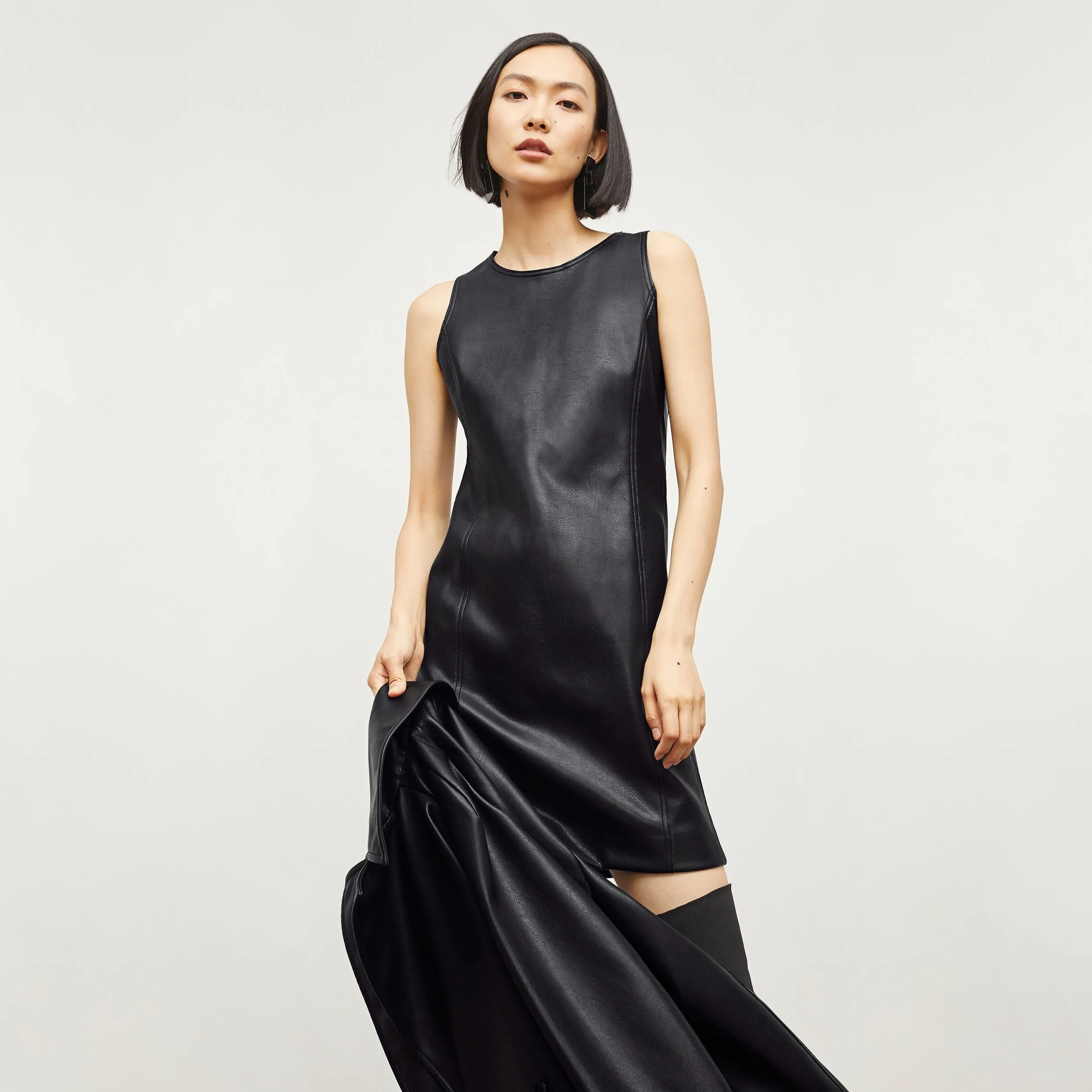 Chloe Dress - Vegan Leather :: Black