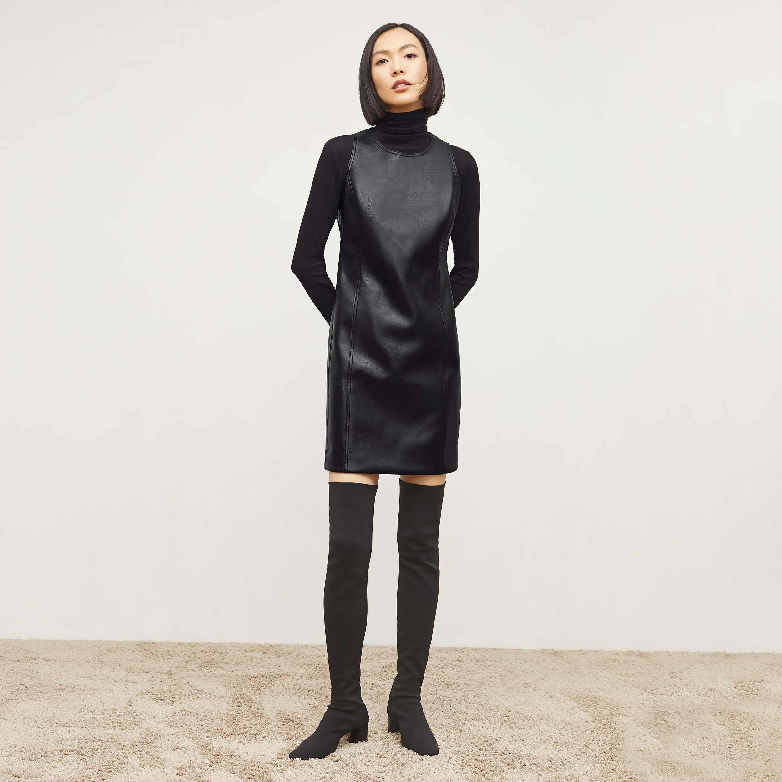 Chloe Dress - Vegan Leather :: Black