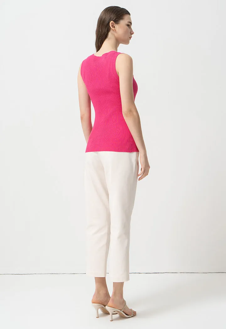 Choice Sleeveless Ribbed Knitwear Fuchsia