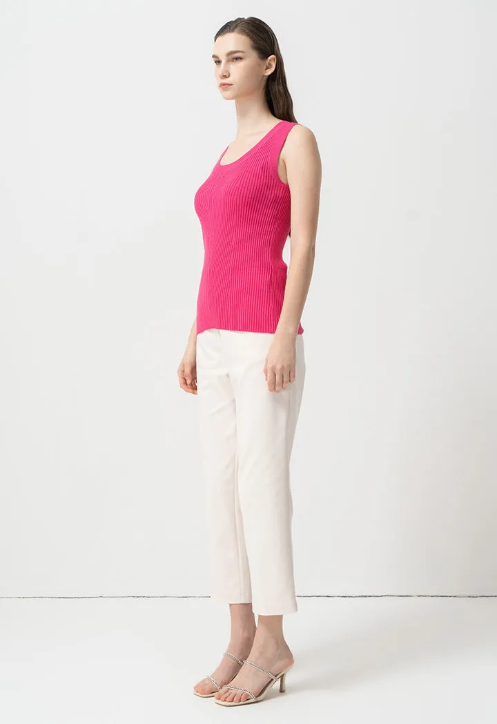 Choice Sleeveless Ribbed Knitwear Fuchsia