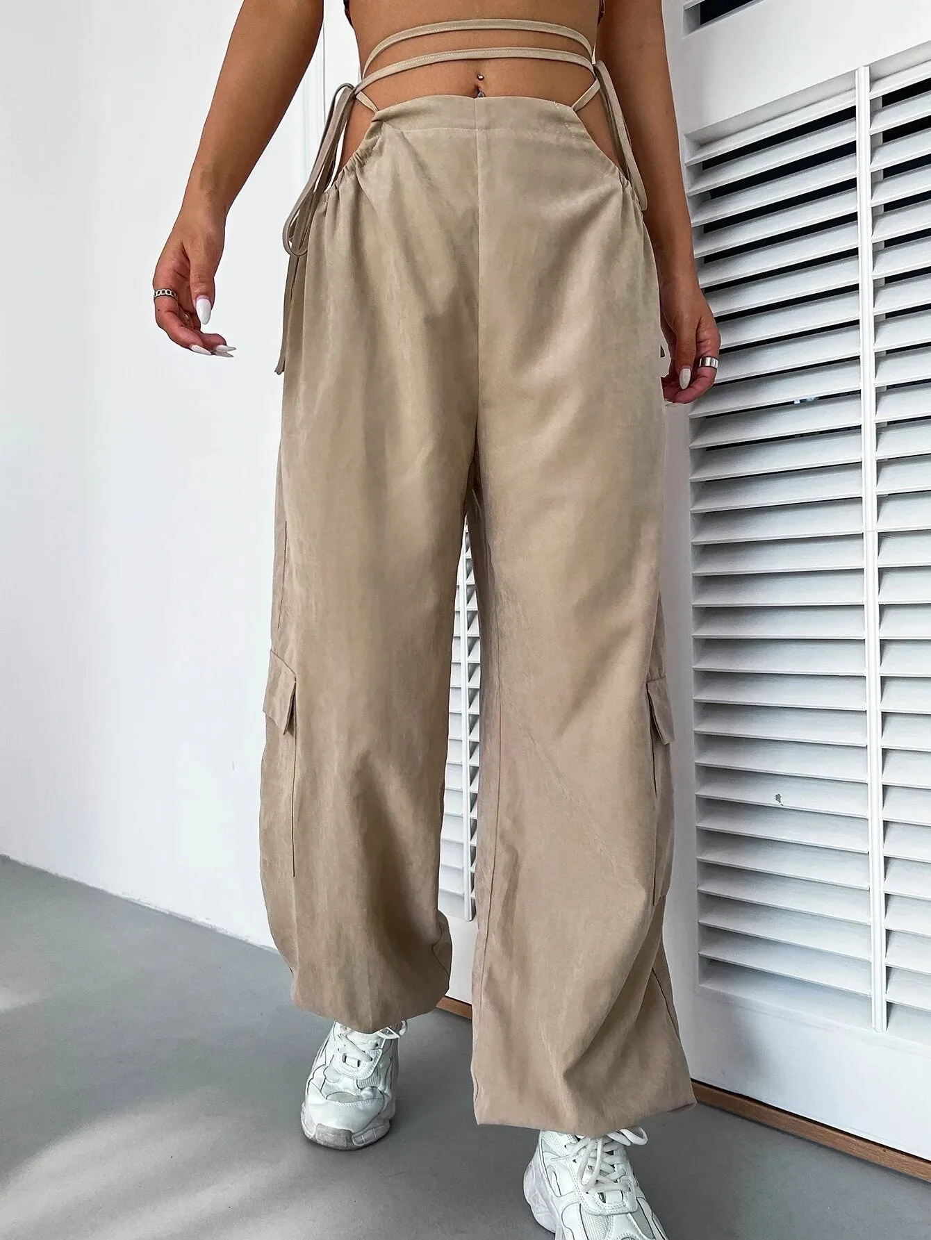 Comfort Waist Drawstring Cargo Pants