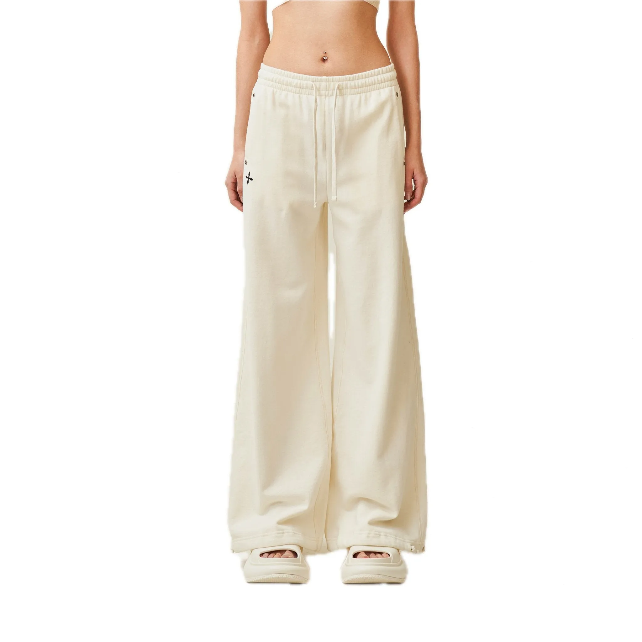 Compass Cross Classic Wide-Leg Sweatpants White