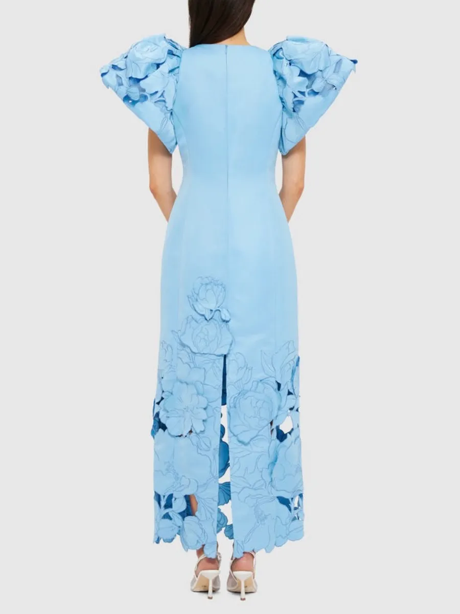 Cornflower Blue Applique Maxi Dress