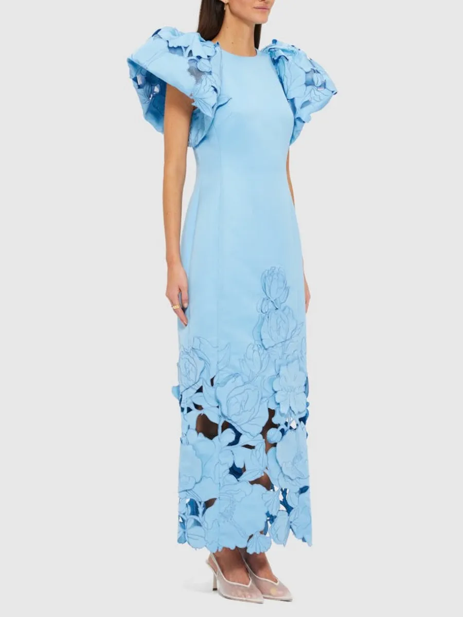 Cornflower Blue Applique Maxi Dress