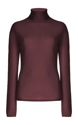 Costa Knit Turtleneck in Deep Bordeaux Cashmere Silk