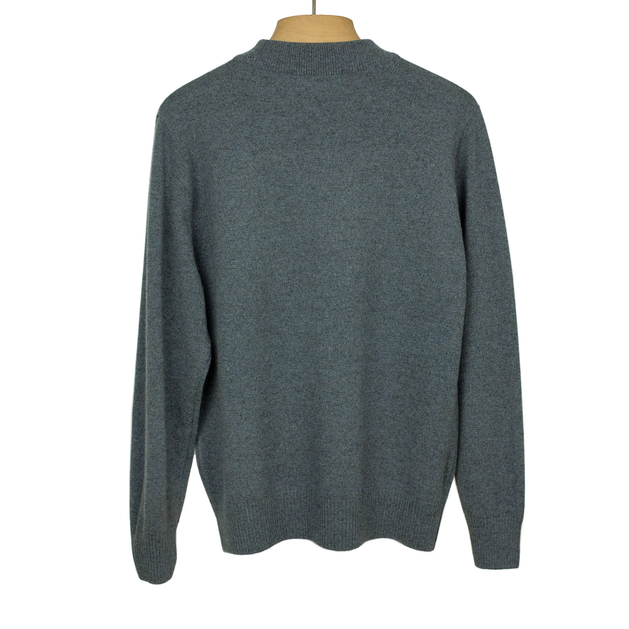 Crewneck sweater in blue melange cashmere