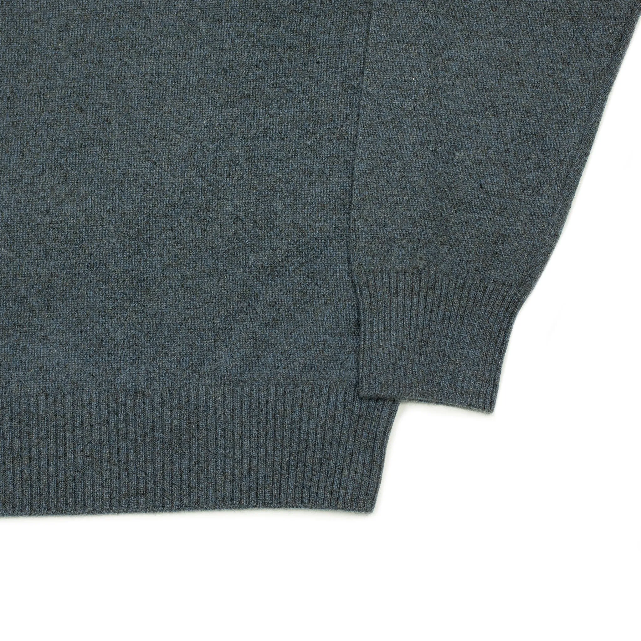 Crewneck sweater in blue melange cashmere