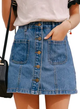 Denim Skirt High Waist A-line Mini Skirts Women