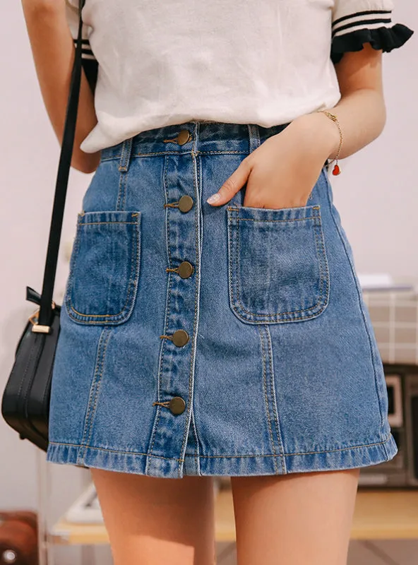 Denim Skirt High Waist A-line Mini Skirts Women