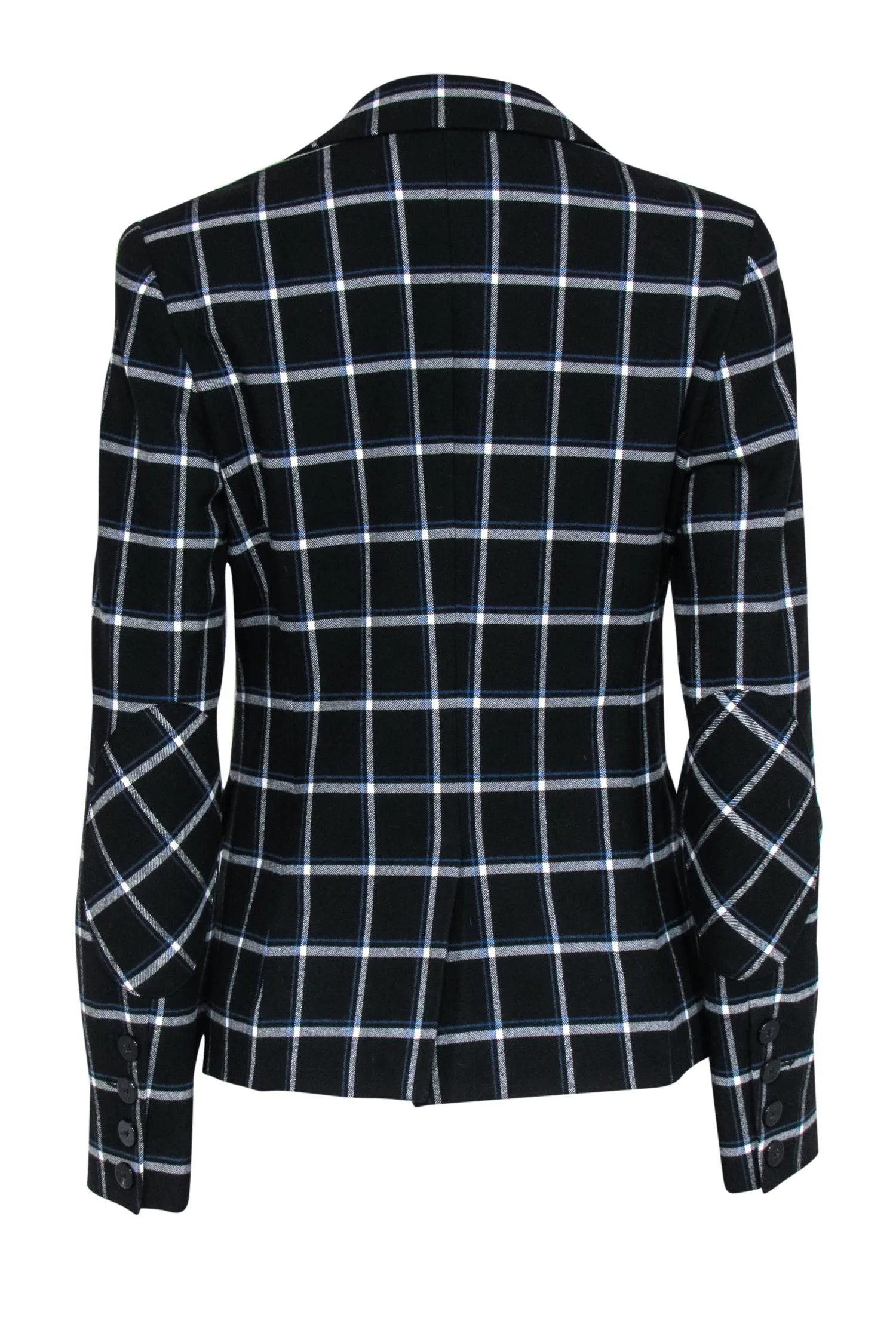 Derek Lam - Black, White & Blue Plaid Single Breasted Blazer Sz 4