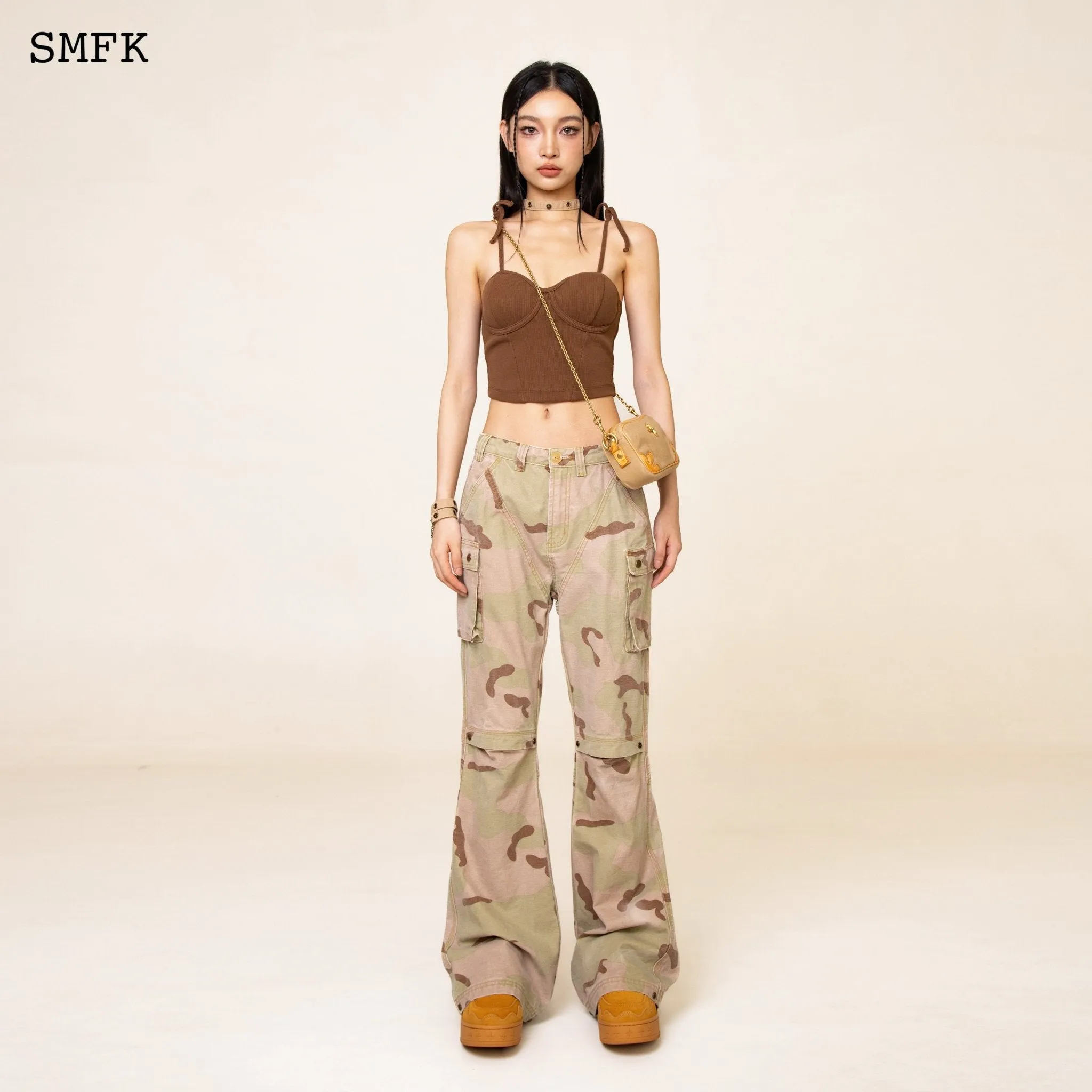 Desert Tactic Tube Top In Brown