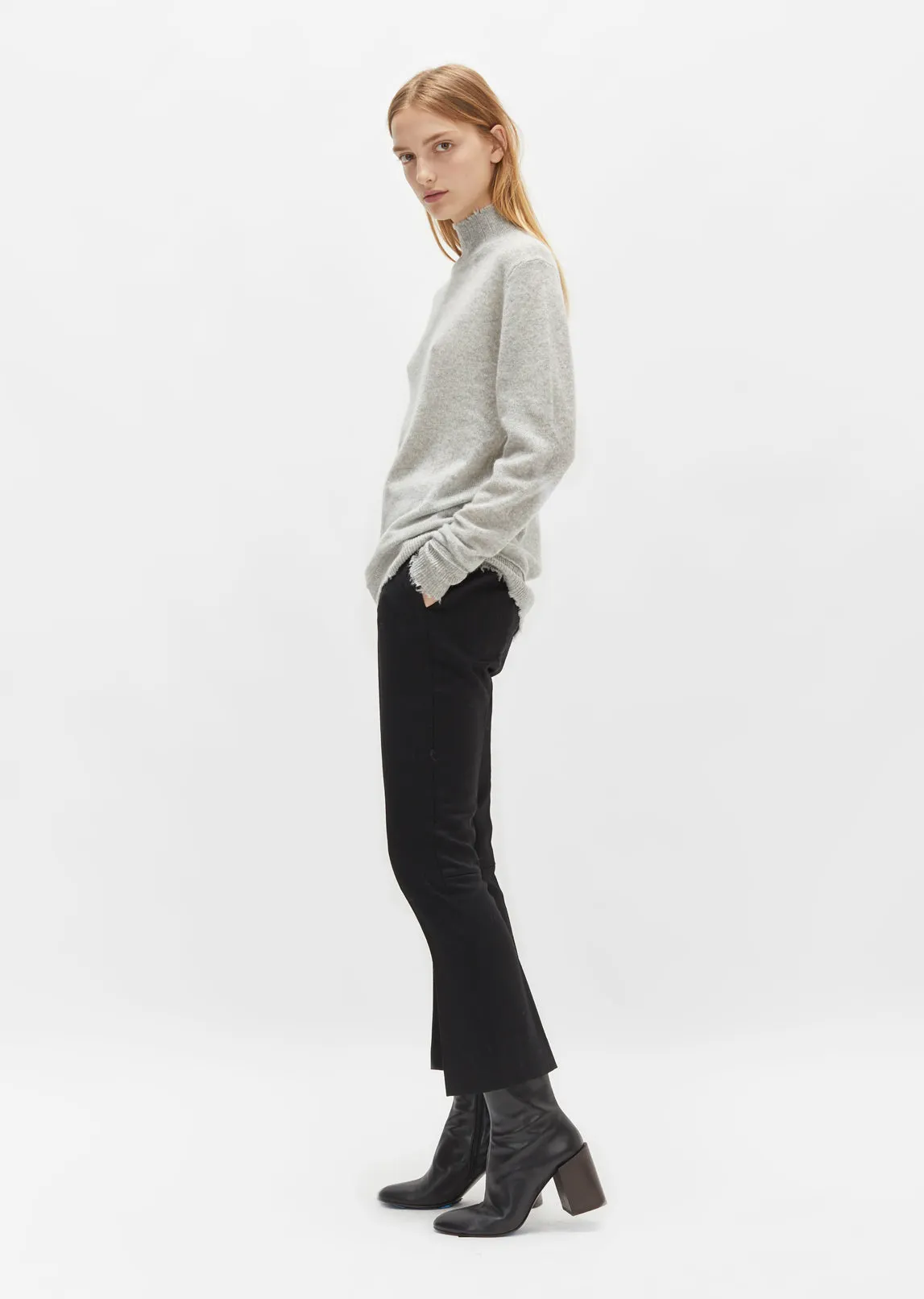 Distressed Edge Cashmere Turtleneck