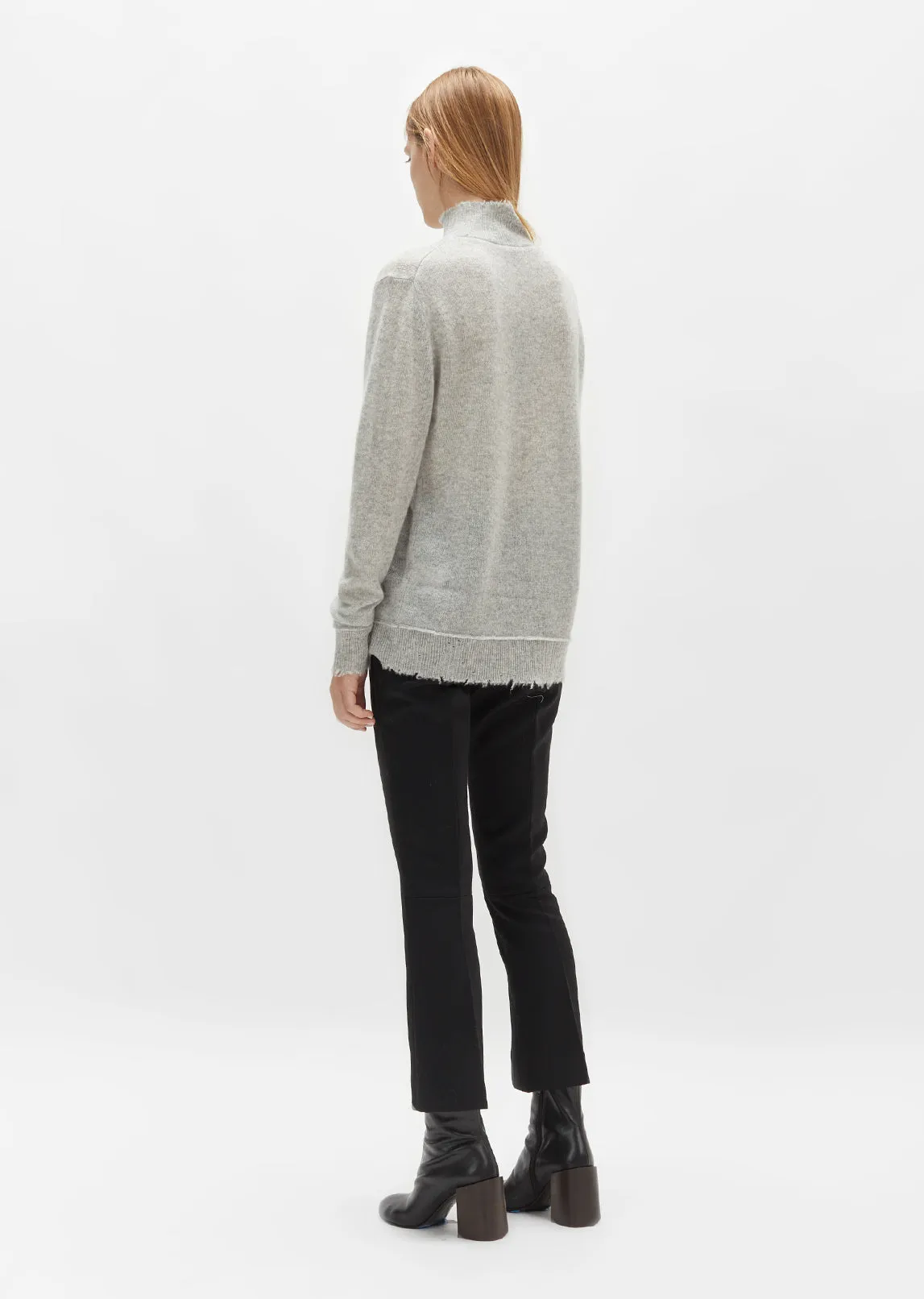 Distressed Edge Cashmere Turtleneck