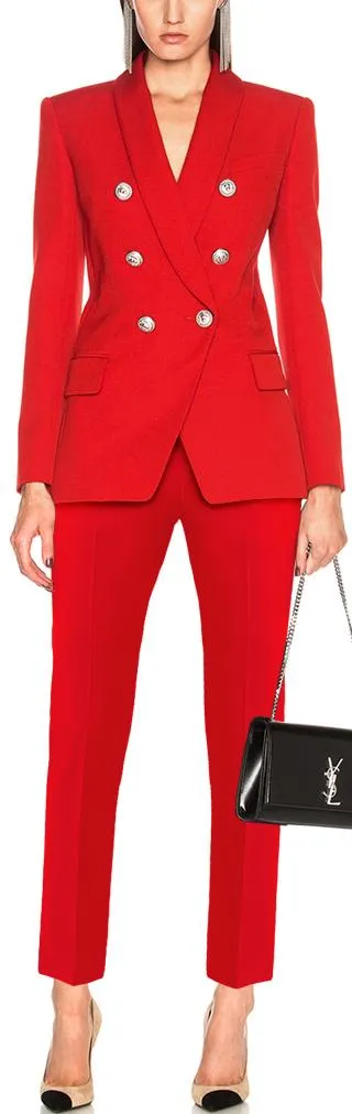 Double-Breasted Blazer and Pant Suit