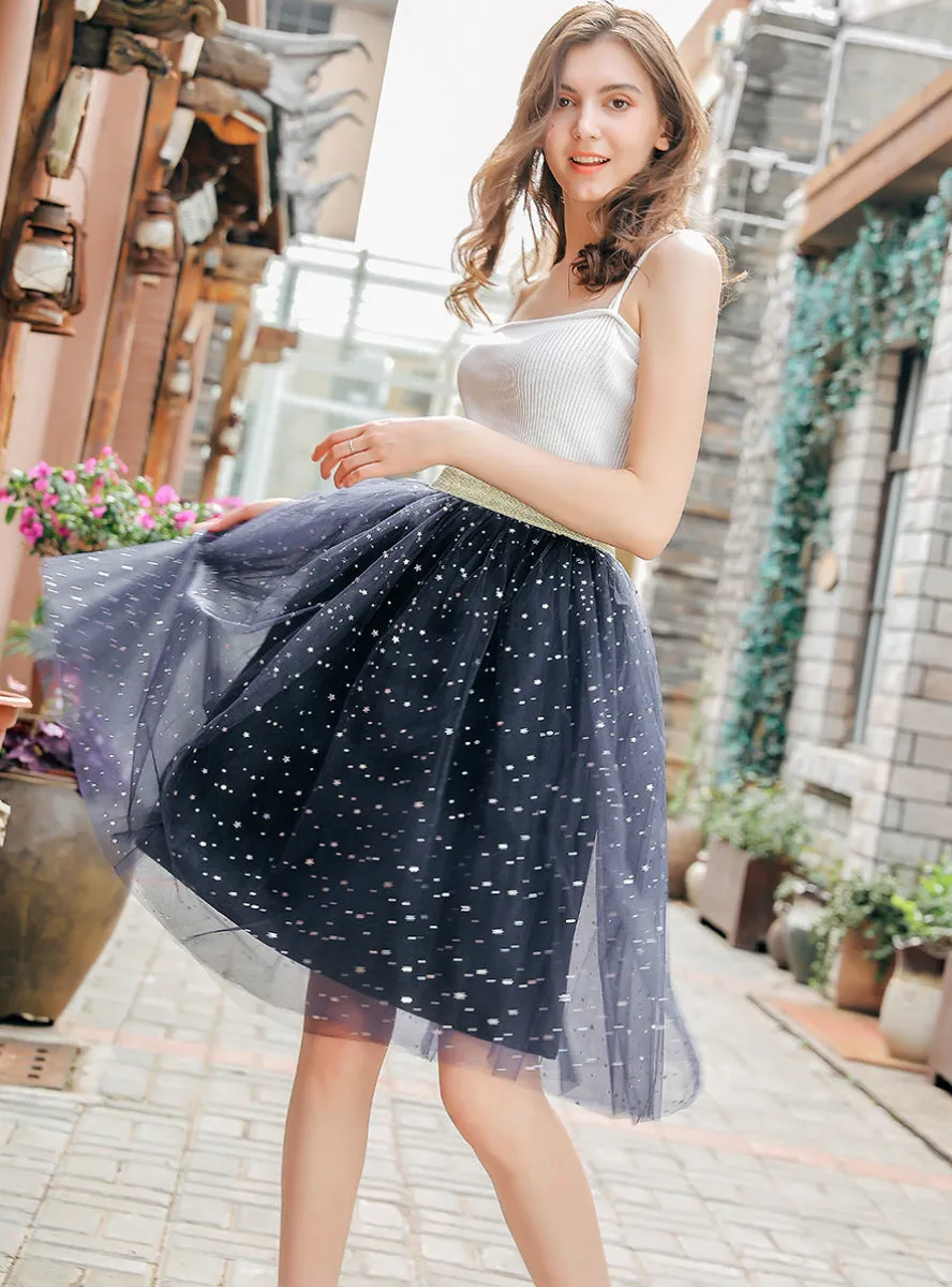 Embroidered Skirt Stars Sequined Skirt