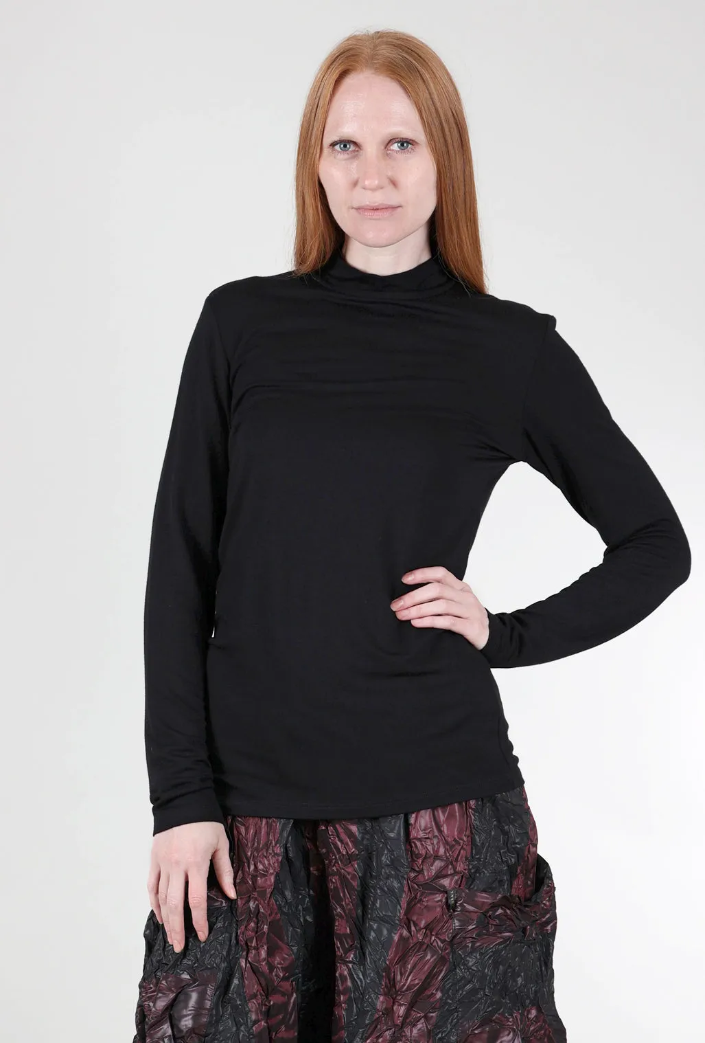 Essential Jersey Mock Neck, Black