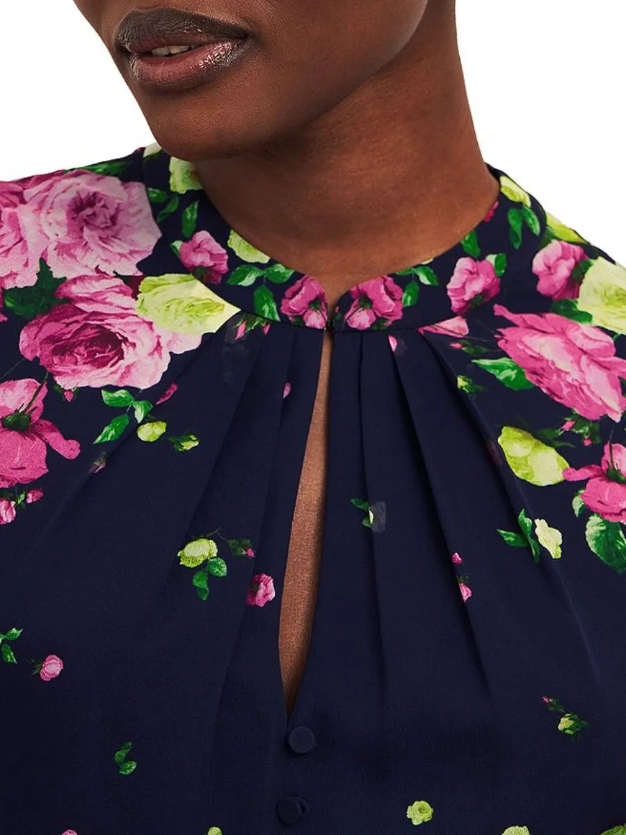 Eva Floral Print Silk Midi Dress