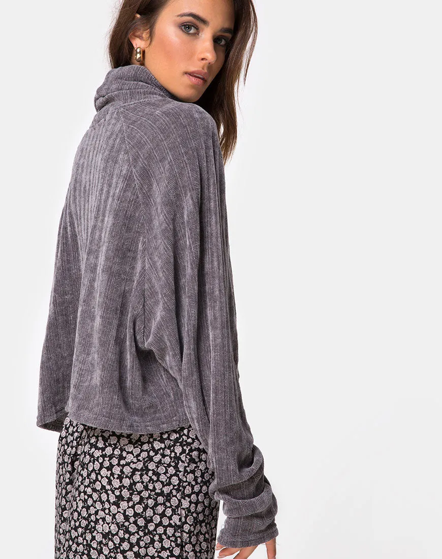 Evie Cropped Sweatshirt in Chenille Grey