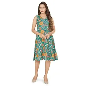 Fashion Dream Women??s BSY Green Floral Print Dresses