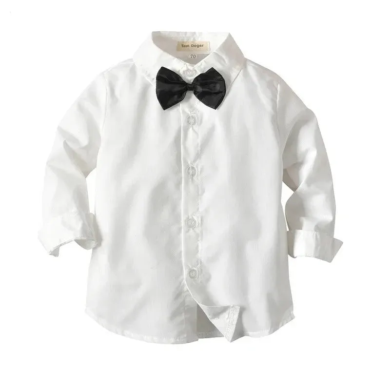 Fashion Fall Infant Clothing Set Kids Baby Boy Suit Wedding Formal Vest Tie Shirt Pant 4Pcs Clothes Sets