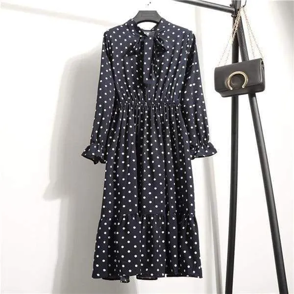 FashionSierra - Summer Autumn Chiffon Print Dress floral Long Bowknot Dresses