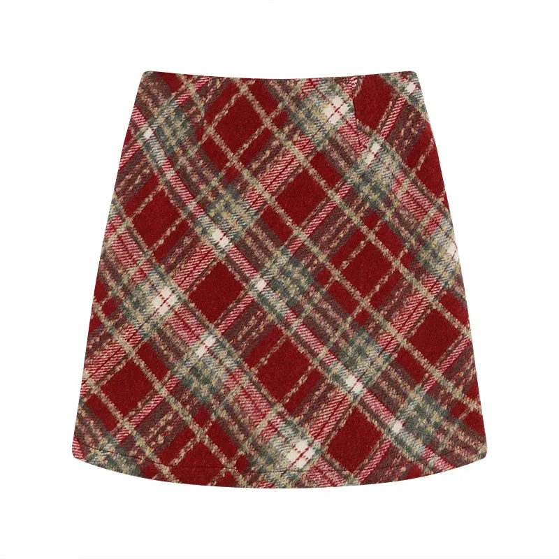 Flytonn-cute winter outfits casual winter outfits christmas outfit party look inspos Classic Woolen Plaid Mini Skirts