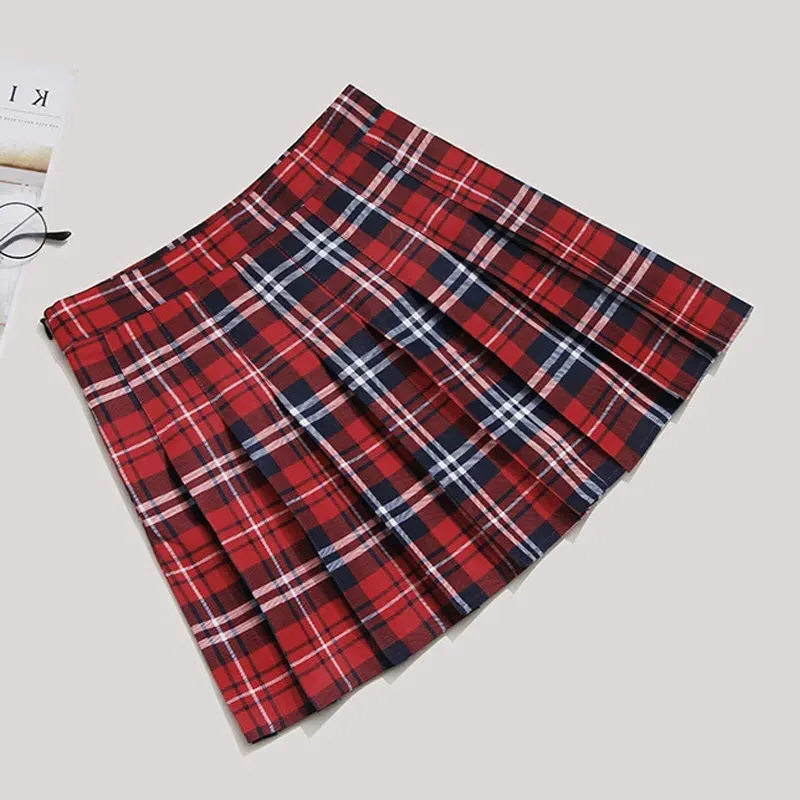 Funki Buys | Skirts | Women's Short Pleated Plaid Skirts | A-line