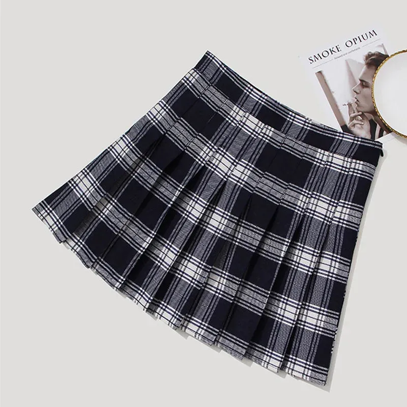 Funki Buys | Skirts | Women's Short Pleated Plaid Skirts | A-line