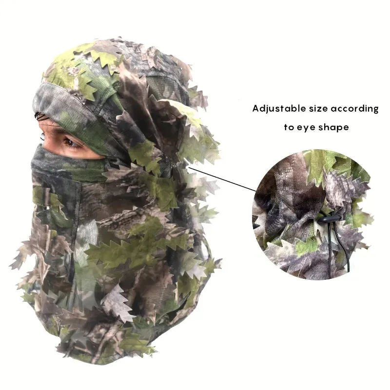 Ghillie Camouflage Leafy Hat 3D Full Face Mask Headwear Turkey Camo Hunter Hunting Accessories