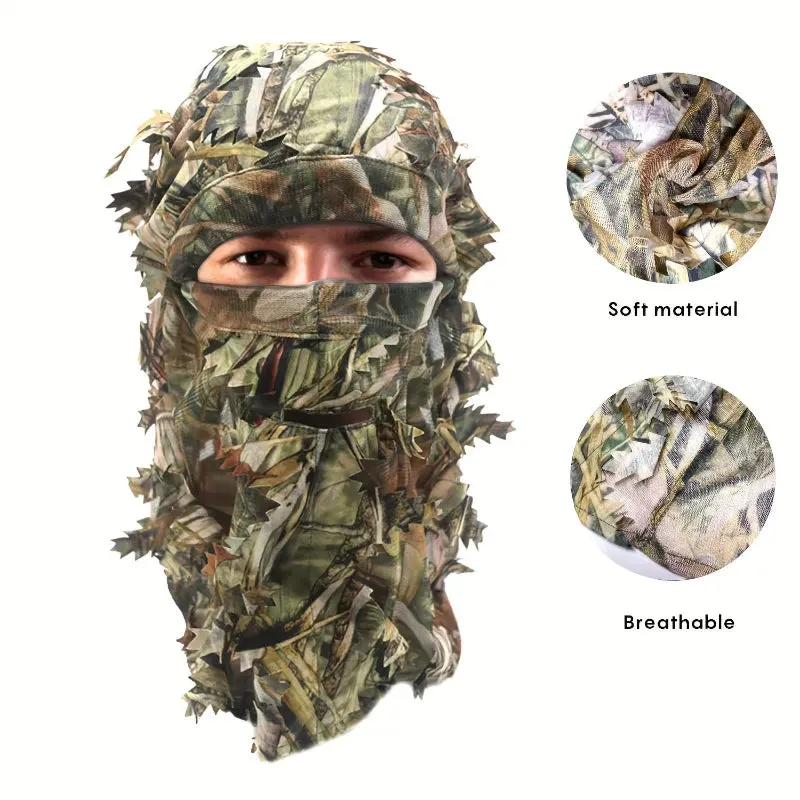 Ghillie Camouflage Leafy Hat 3D Full Face Mask Headwear Turkey Camo Hunter Hunting Accessories