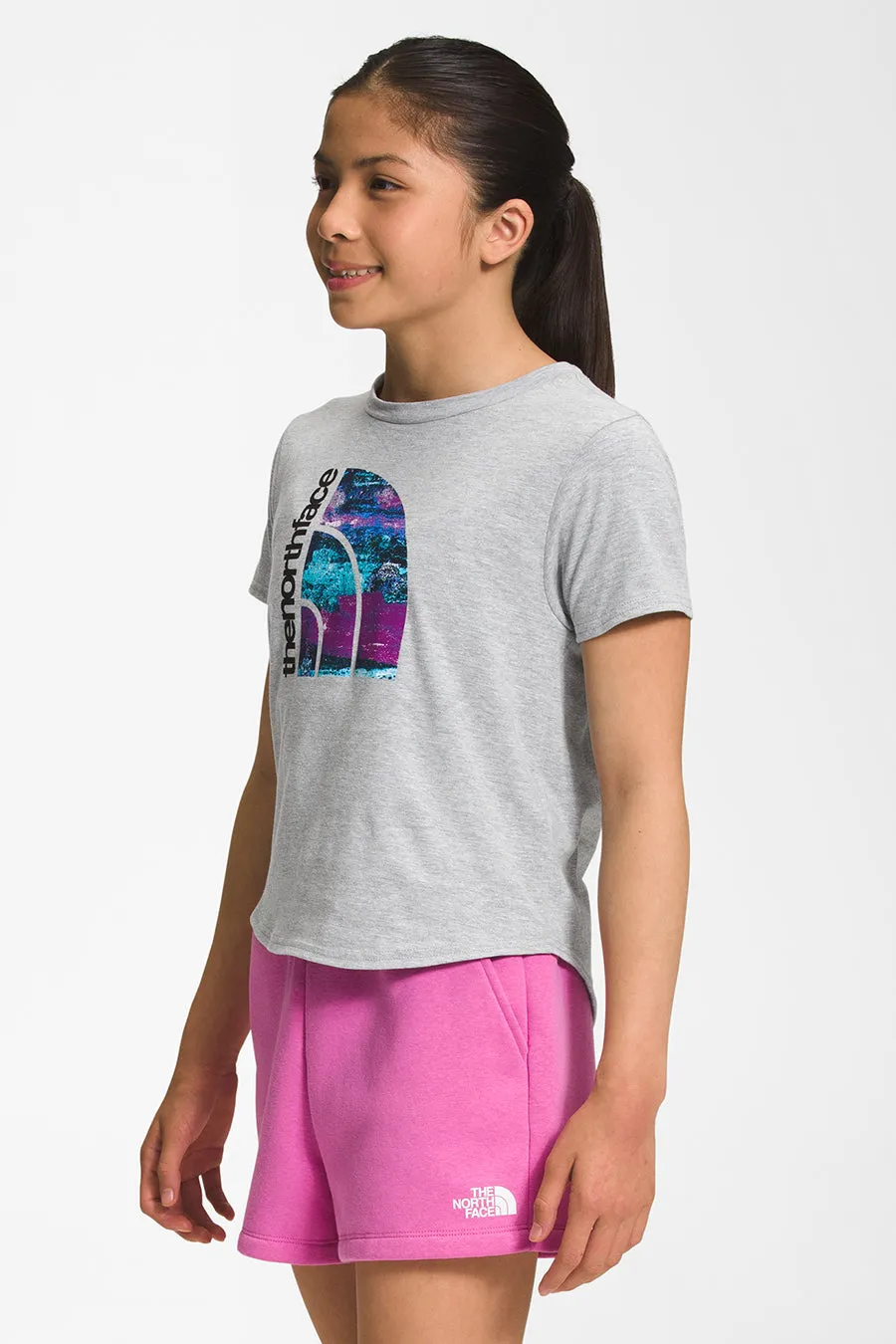 Girls T-shirt North Face Logo Grey Heather