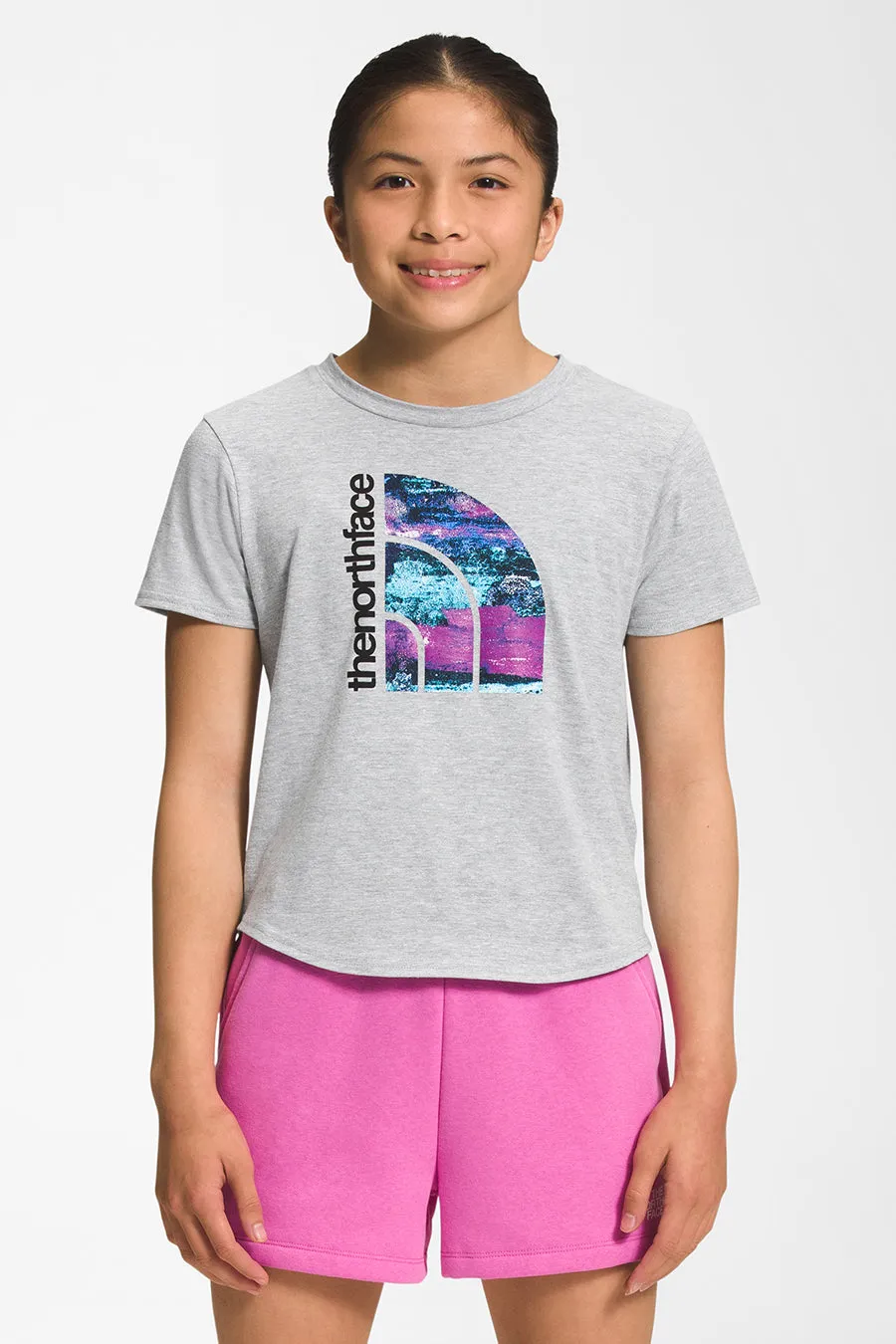 Girls T-shirt North Face Logo Grey Heather