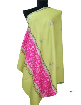 Green And Pink Embroidery Pashmina Shawl 7716