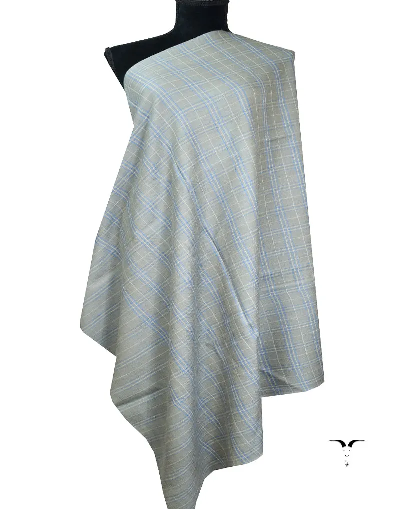 greyish blue check pashmina shawl 8149