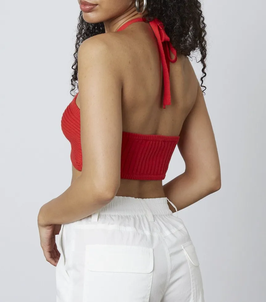 Halter Ribbed Crop Top