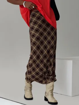 Hayze Maxi Skirt Brown Check