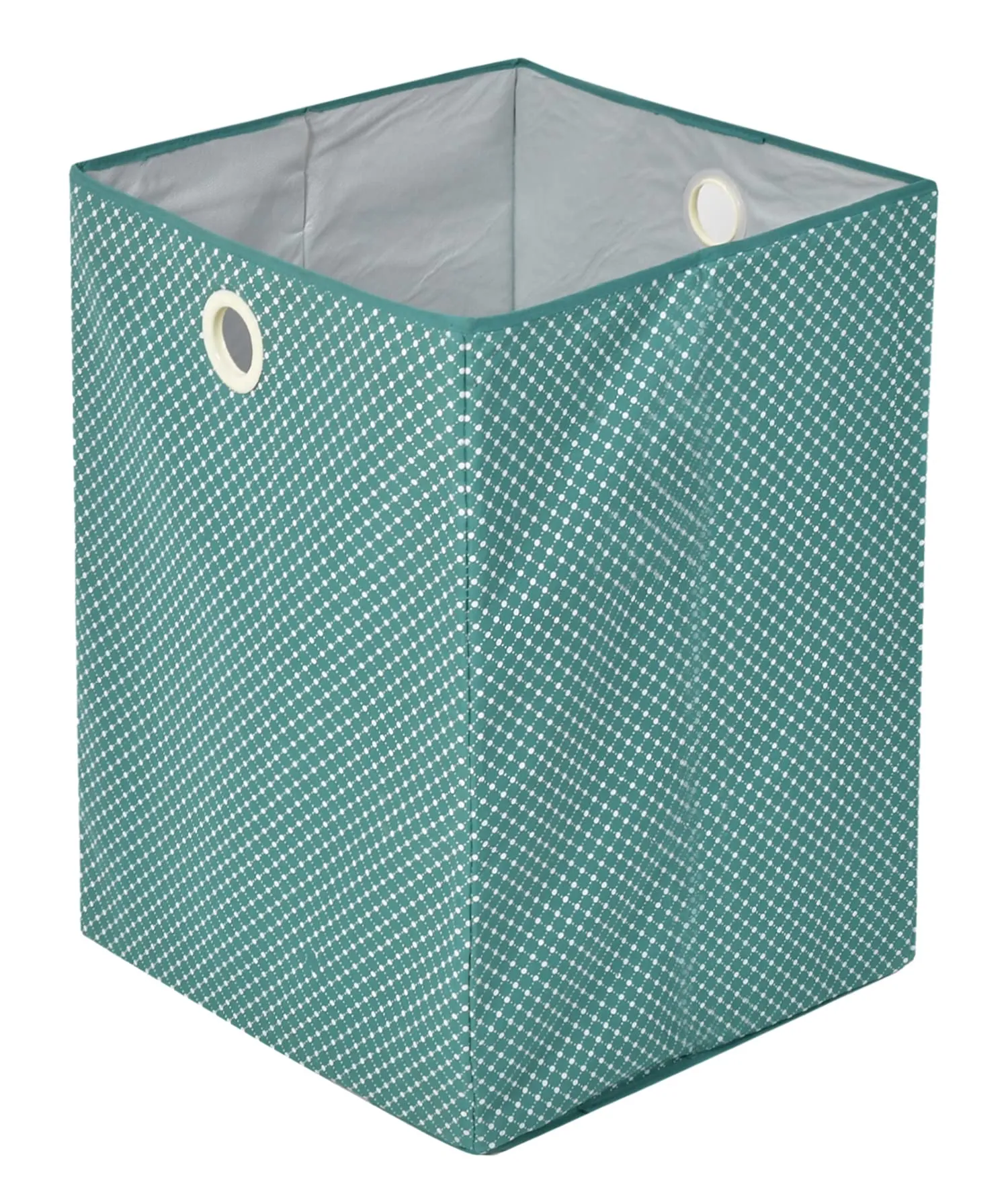 Heart Home Polka Dot Printed Cotton Laundry Basket, Clothes Hamper For Laundry Closet, Bedroom, Bathroom With Handles (Green)-44HH0206