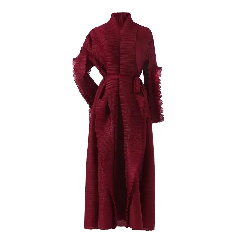 HEYFANCYSTYLE Maxi Pleated Cardigan Dress