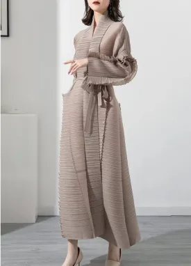 HEYFANCYSTYLE Maxi Pleated Cardigan Dress