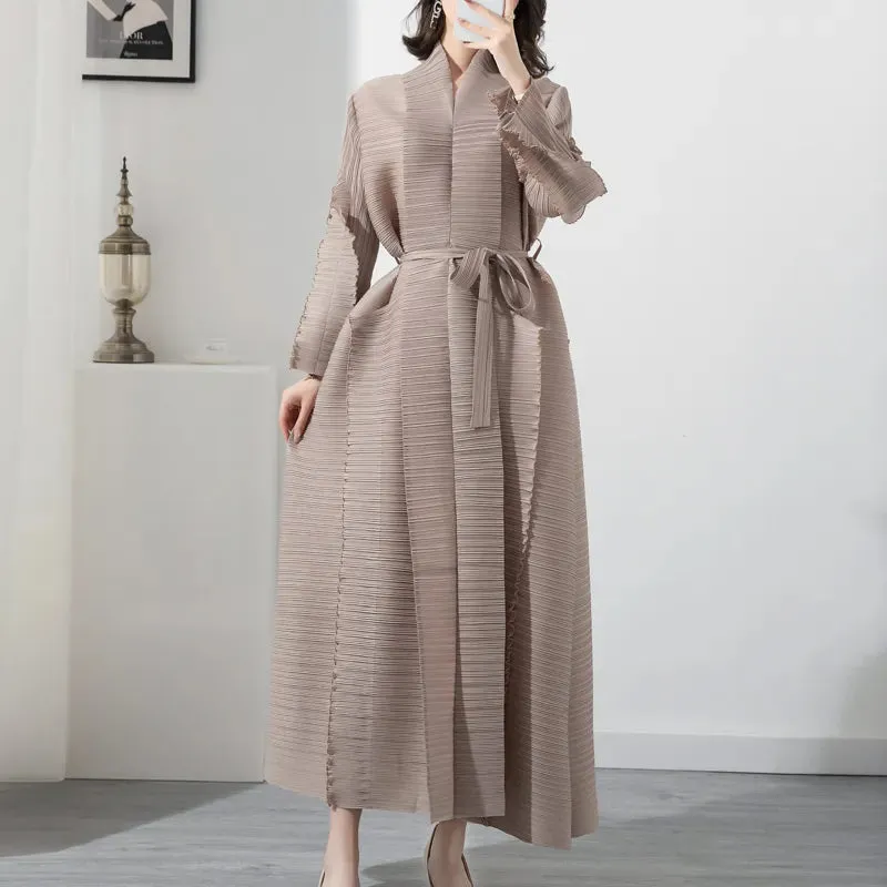 HEYFANCYSTYLE Maxi Pleated Cardigan Dress