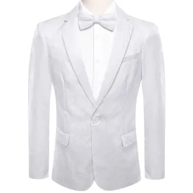 Hi-Tie Notched Lapel Blazer White Men's Wedding Paisley Top