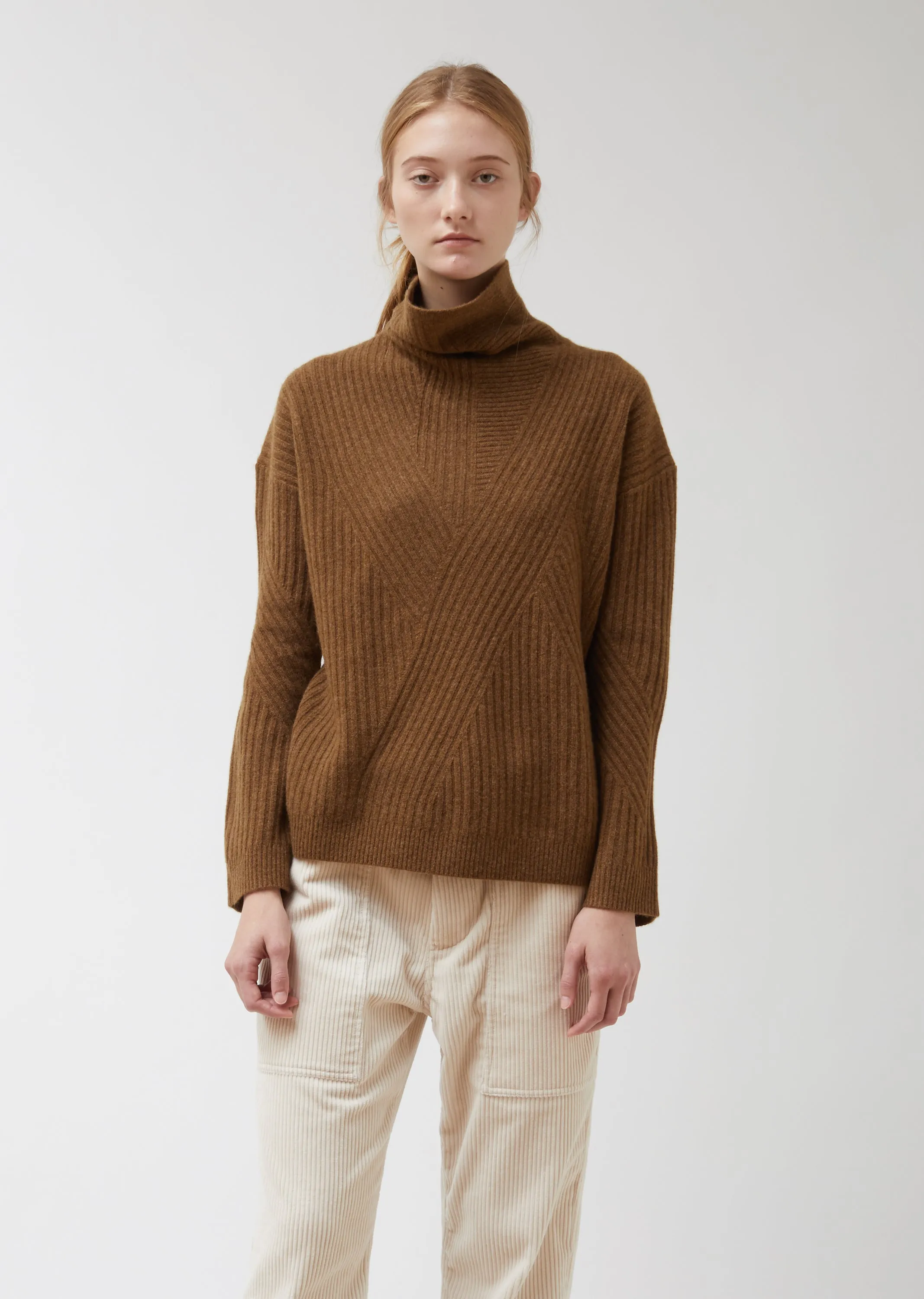 High Neck Travelling Rib Sweater