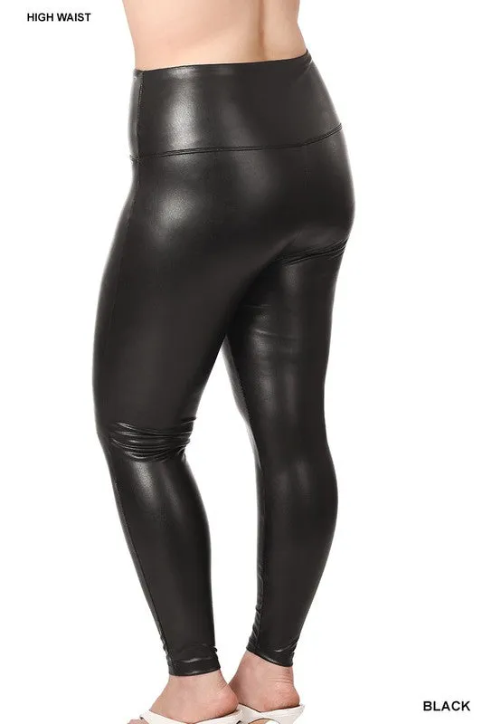 High Rise Faux Leather Leggings | Plus Size