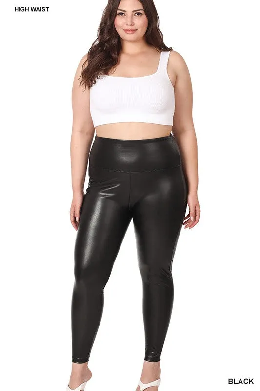 High Rise Faux Leather Leggings | Plus Size