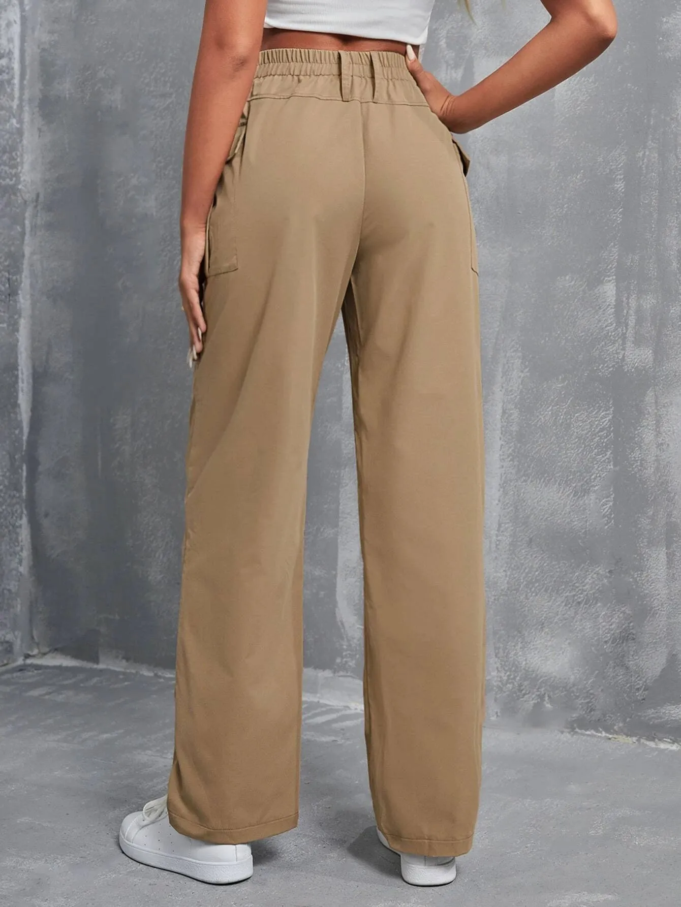 High Waist Flap Pocket Cargo Pants