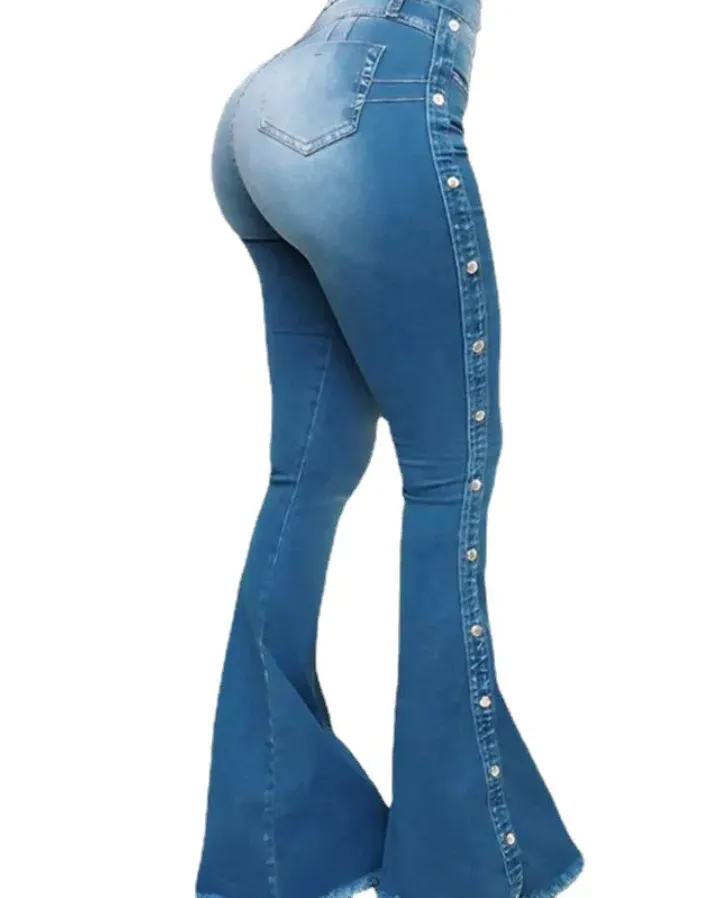 High Waist Stretch Mopping Flared Jeans