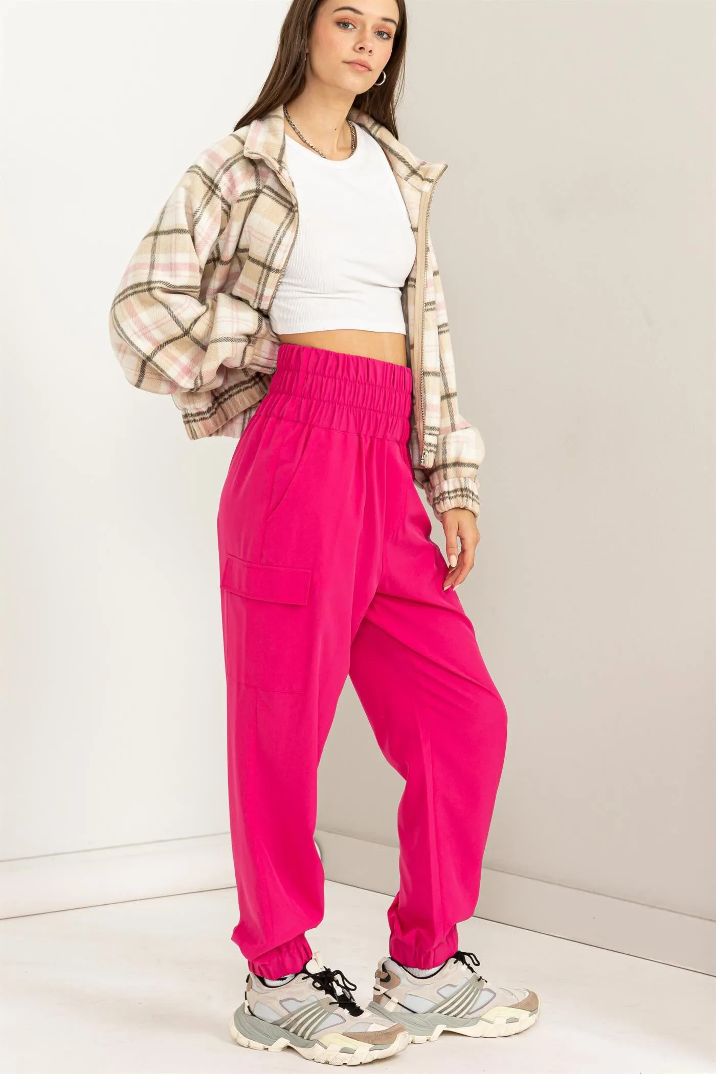 High Waisted Paperbag Joggers Cargo Pants