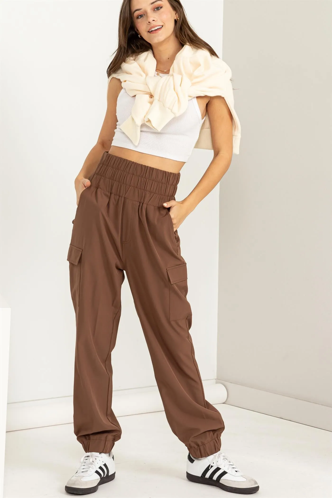 High Waisted Paperbag Joggers Cargo Pants